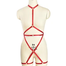 Пикантные туфли с красной привязной ремень с Для женщин ФЕТИШ боди на бретелях в стиле Харадзюку, туфли для танцев на шесте бондаж Фетиш нижнего белья портупея бюстгальтер с эффектом подтяжки