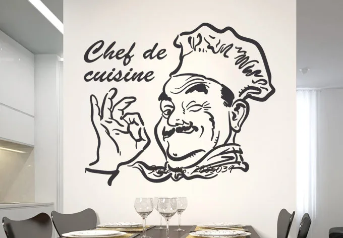 Kitchen Wall Sticker Chef de Cuisine Removable Sticky Vinyl Home Decor Diningroom Wall Decal Quote Waterproof High Quality LA256 Kitchen Wall Sticker Chef de Cuisine Removable Sticky Vinyl Home Decor Diningroom Wall Decal Quote Waterproof High Quality LA256