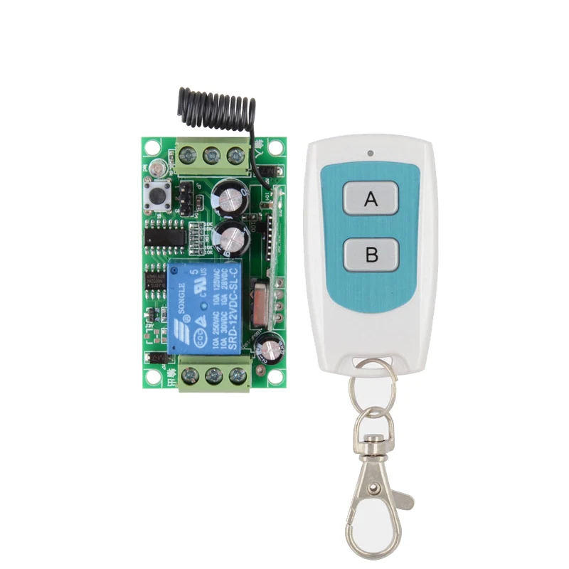 

DC12V 1CH 101A RF Wireless Remote Control Switch System With White Waterproof 2 Button Transmitter
