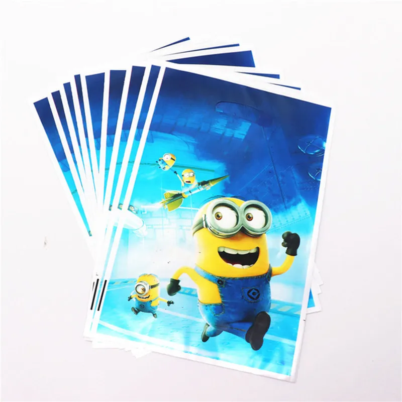 

Kid favor Birthday Party Decoration Handle Candy Plastic Loot Bags Kids Favors Minions Gift Bag Baby Shower Supplies 10pcs\set