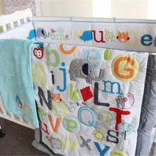 5 шт. буквы и Животные Детская кроватка постельных принадлежностей одеяло бампер лист пыли рюшами