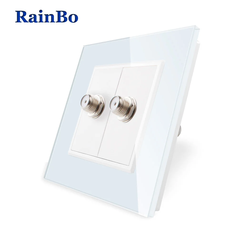 RainBo Satellite-Socket EU Standard-Outlet Crystal-Glass Panel-Socket A182SAW/B | Обустройство дома