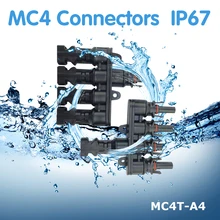 1 pair M/FM Solar Panel 4 to 1 MC4 T Branch 30A Solar Panel Connector Cable Coupler Combiner MC4 Panel Cable Connectors MC4T-A4