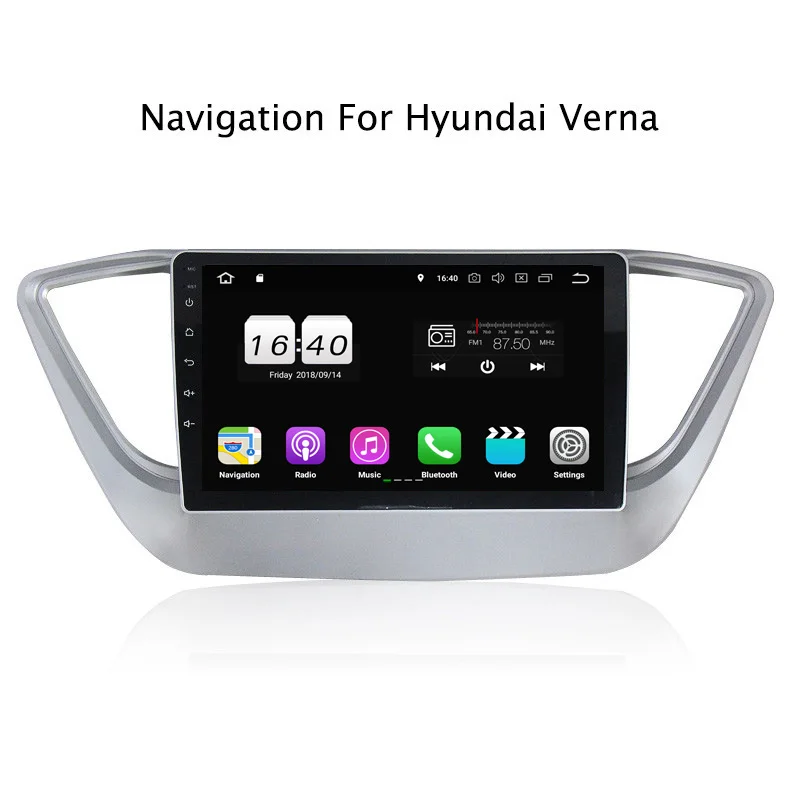 Excellent 9Inch PX30 Android 9.0 Car DVD Multimedia Player For Hyundai Verna Solaris ,Silver GPS Navigation Radio Stereo Audio 2