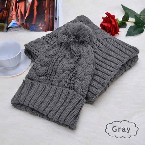 

Women Warm Scarf and Hat Twist Knitted Hat