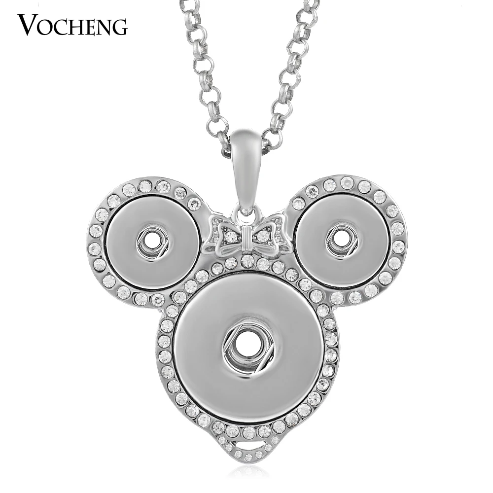 

10pcs/lot 18mm&12mm Vocheng Ginger Snap Button Necklace DIY Jewelry with Stainless Steel Chain NN-328*10 Free Shipping