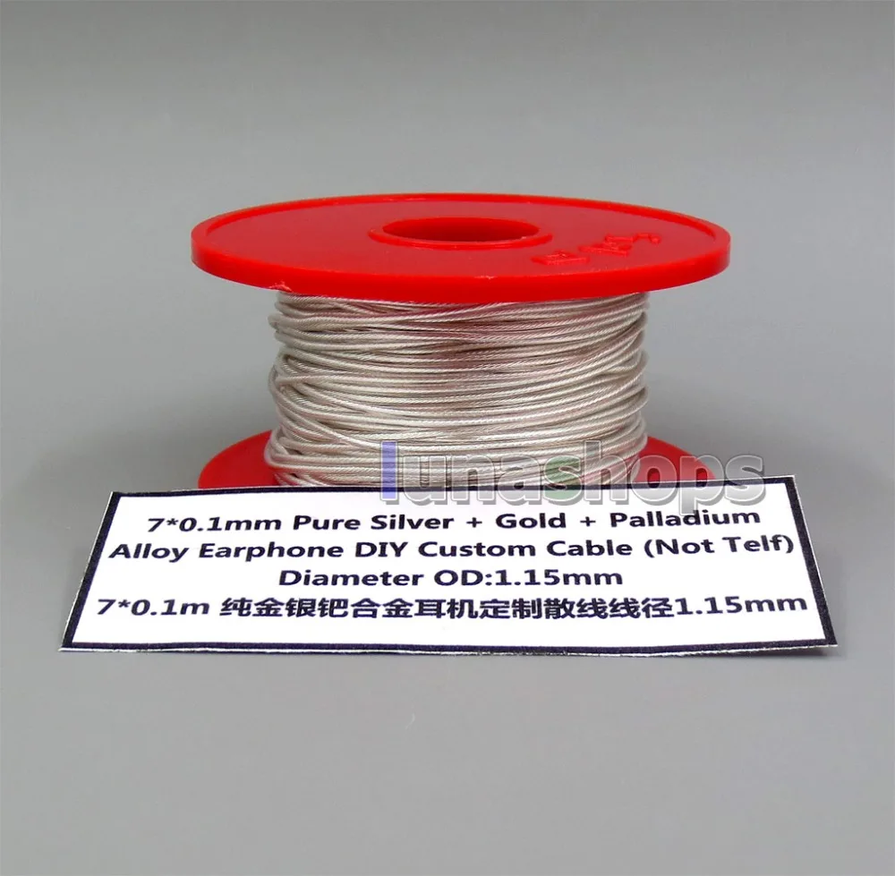 

LN006223 10m 7*0.1mm Pure Silver + Gold + Palladium Alloy Earphone DIY Custom Cable (Not Telf) Diameter OD:1.2mm