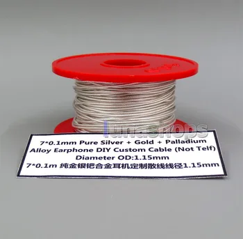

LN006223 50m 7*0.1mm Pure Silver + Gold + Palladium Alloy Earphone DIY Custom Cable Diameter OD:1.2mm