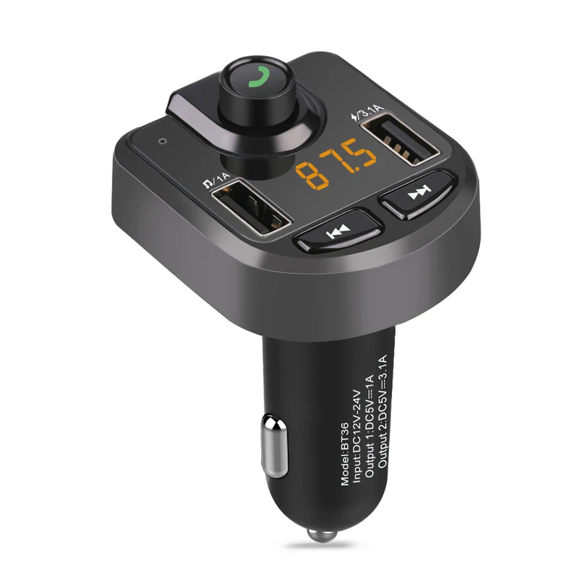 Wireless Bluetooth Fm Transmitter Aux Modulator Mp3 Player Car Kit Handsfree With Voltage Display TF Music Playing USB Charger