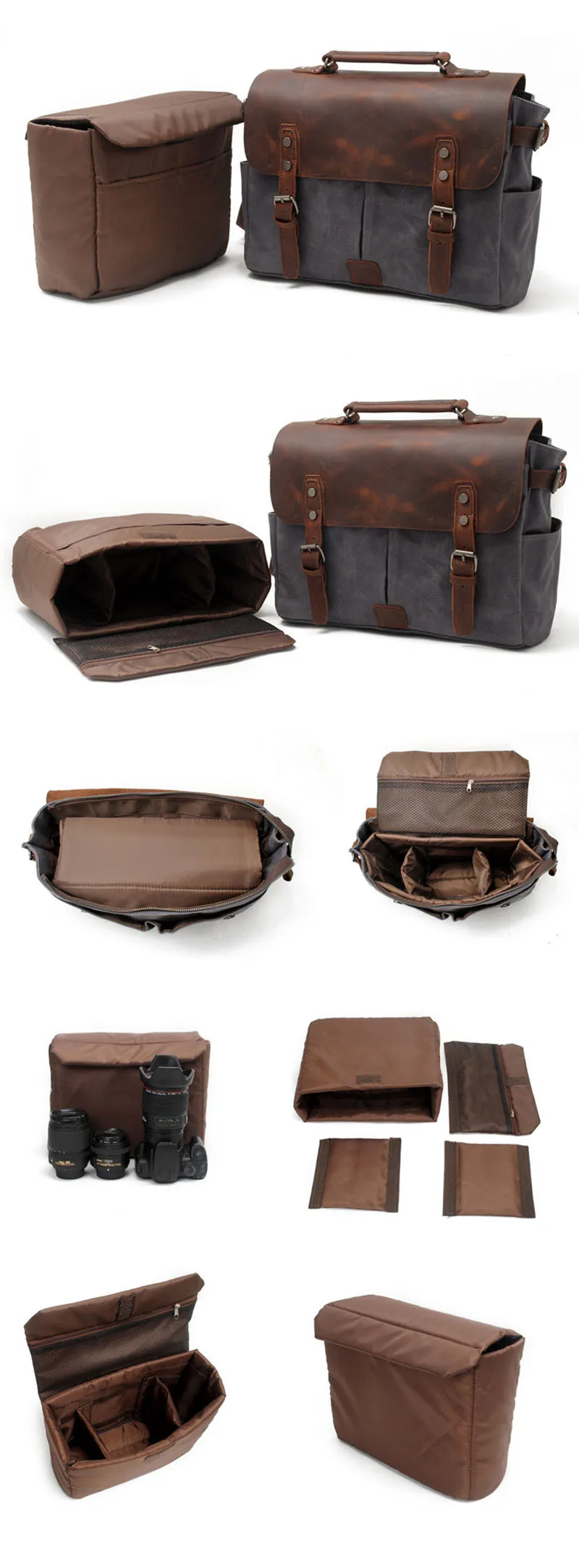 REMOVABLE INSIDE BAG of Woosir Waxed Canvas Camera Bag