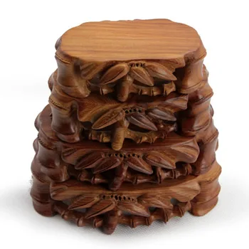 

Special offer / red sandalwood rosewood crafts Ya bamboo stone vase Jade jewelry hollow base / carving wood carving decoration