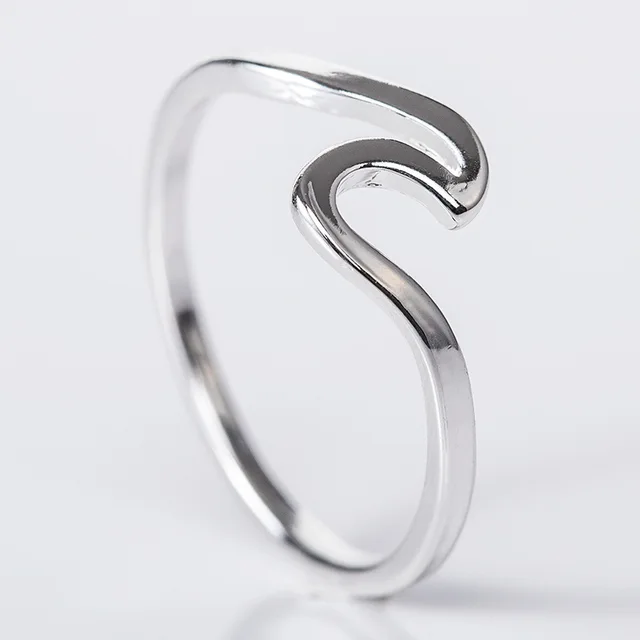 Mossovy Wave Alloy Silver Women Wedding Rings 2