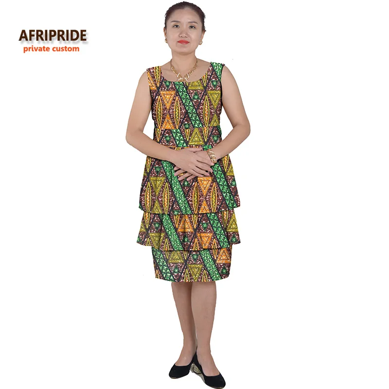 

New african dresses for women cake style femmes african clothes print cotton wax medium length private custom plus size A622510
