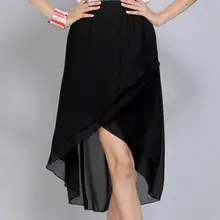 Дизайн двухслойная Женская высокая низкая юбка для девушек повседневная юбка Сексуальная Asym Hem шифоновая юбка асимметричная юбка