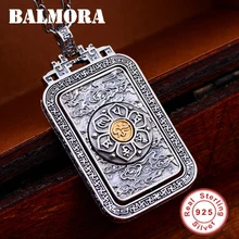 BALMORA 925 стерлингового серебра квадратная карта вращающийся шесть слов Подвески «Сутра» для женщин мужчин любовник античные тайские серебряные ювелирные изделия