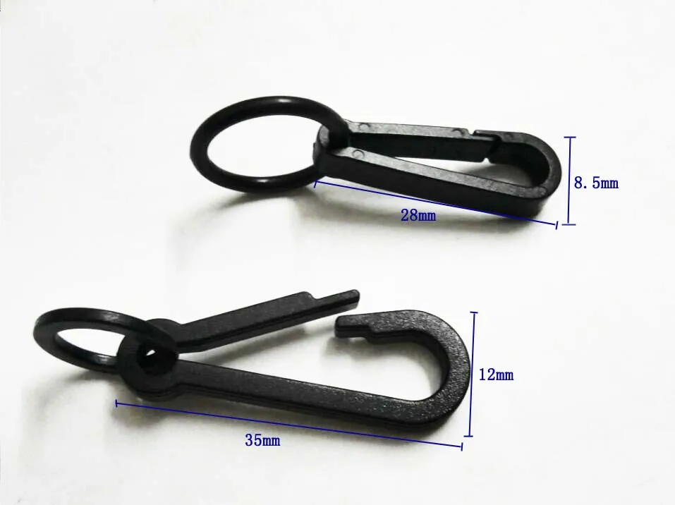 Wholesale 100pcs black KAM plastic snap clip hooks Mini carabiner