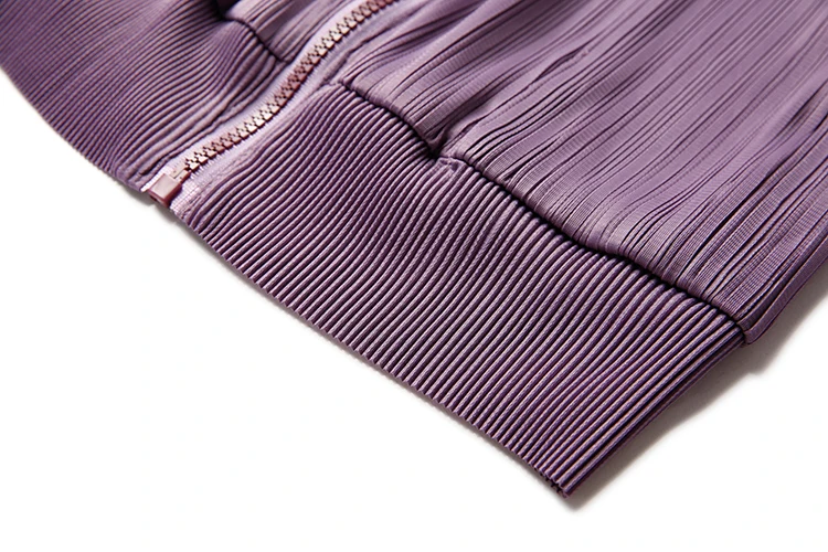 MIYAKE Fold Спортивная эластичная фитнес-шапка с длинным рукавом на молнии короткая ветровка женская одежда для отдыха топ со складками куртка