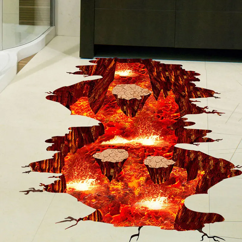3D вулканическая Магма трещины стены стикеры гостиная пол коридор задний план домашний Декор ПВХ наклейка для Прямая поставка