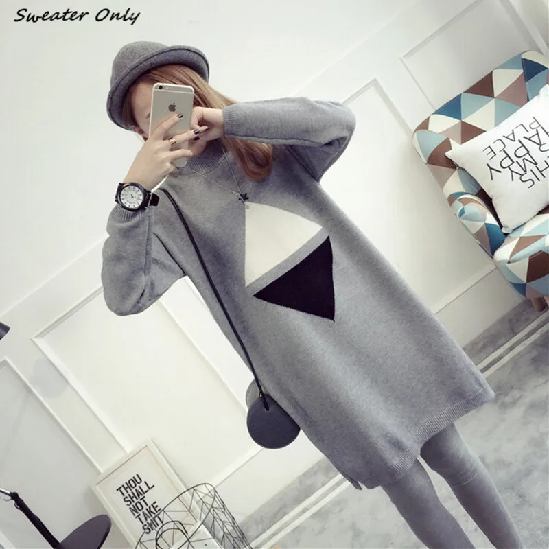 

2016 new hot sale women's autumn winter long loose college wind knit sweaters woman casual knit pullovers 3 colors
