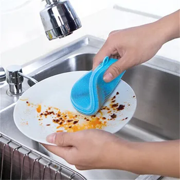 

Silicone Magic Cleaning Brush Dishcloth Bowl Wash Pot Brush Easy To Cleaning Kitchen supplies Color Ramdon