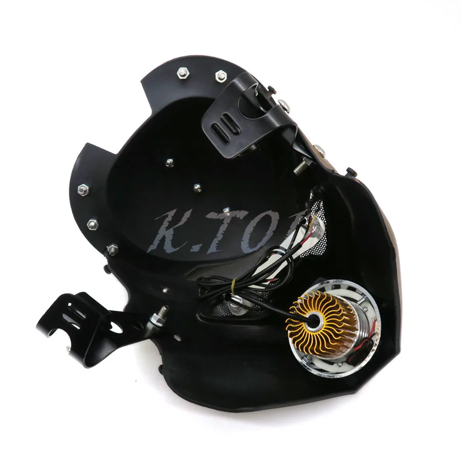 Черная светодиодная фара с черепом для мотоцикла кронштейном Harley Honda Yamaha Kawasaki
