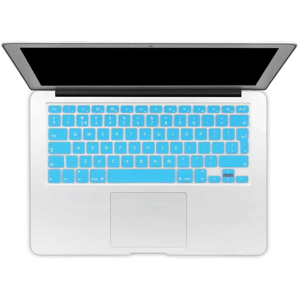 Евро введите английскую клавиатуру водонепроницаемый чехол для Macbook retina 13 15 Pro 13 15 17 Air 13 силиконовая наклейка - Цвет: light blue