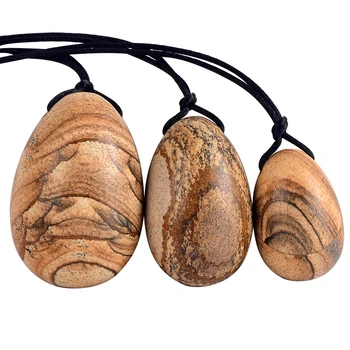

Natural Picture Jasper Yoni Eggs Set Drilled Crystal Stone for Kegel Muscle Exercise Viginal Massage Ben Wa Ball Jade Massager