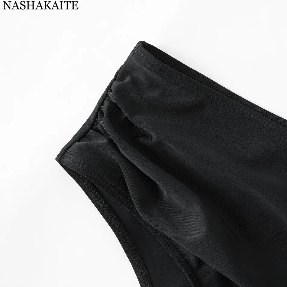 NASHAKAITE, семейный купальник, черный цветочный комплект бикини для мамы и дочки, мужские купальные шорты для мальчиков, купальник для мамы и дочки