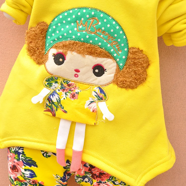 4 Bibihou 2017 baby girls warm winter suit thicken clothing sets children's hoodies set kids clothes set children christmas outfit