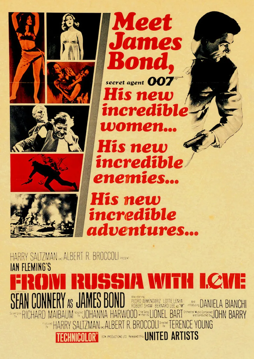 007 Джеймс Бонд серия постер из России с любовью Vinatge плакаты домашний декор для бара настенный Декор печать на крафт-бумаге - Цвет: E151