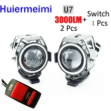 Мотоцикл фар 3000lm 125 Вт 12 В верх ближнего света flash u7 светодиодный вождения Moto противотуманные Спот глава свет мотоцикл вспомогательный лампы ДРЛ