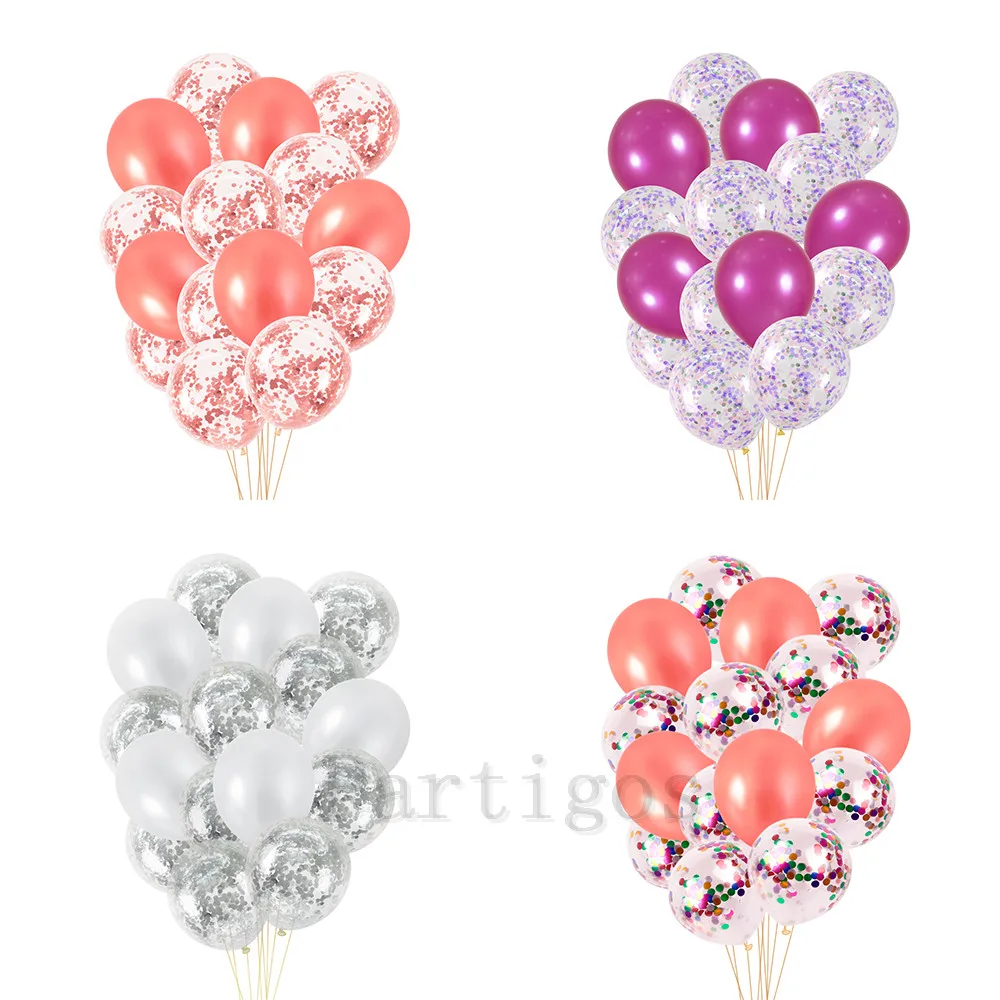 

PARTIGOS 12 Inch Confetti Balloons Rose Gold Round Latex Balloon Bridal Shower Birthday Party Balloons Engagement Wedding Decor