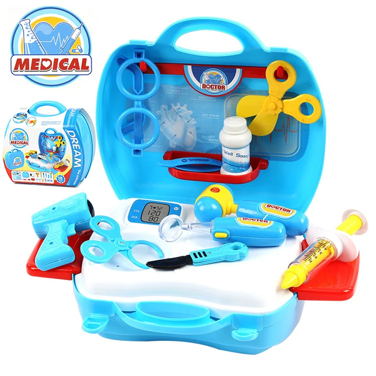 

Children Pretend Makeup / Doctor Game Toy Hair Dryer / Syringe Girl Play House Makeup Tote Toy Simulation Drama Props Kids Gift