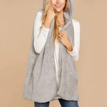 

Autumn Winter European Women's Plush Coat Female Long Hooded coat Outwear Jacket Colete Feminino