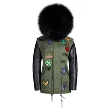 Новое поступление, пальто с натуральным меховым воротником, мужская кожаная куртка, зимняя теплая кожаная куртка с рукавами на подкладке, черное меховое пальто