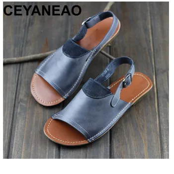 

CEYANEAO Woman Shoes Gladiator Women Sandals Genuine Leather Ladies Summer Shoes Female Footwear (1021-2)