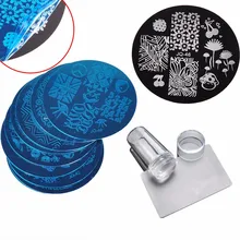 10Pcs Nail Plates + Clear Jelly Silicone Nail Art Stamper Scraper with Cap Stamping Template Image Plates Nail Stamp Plate Tool