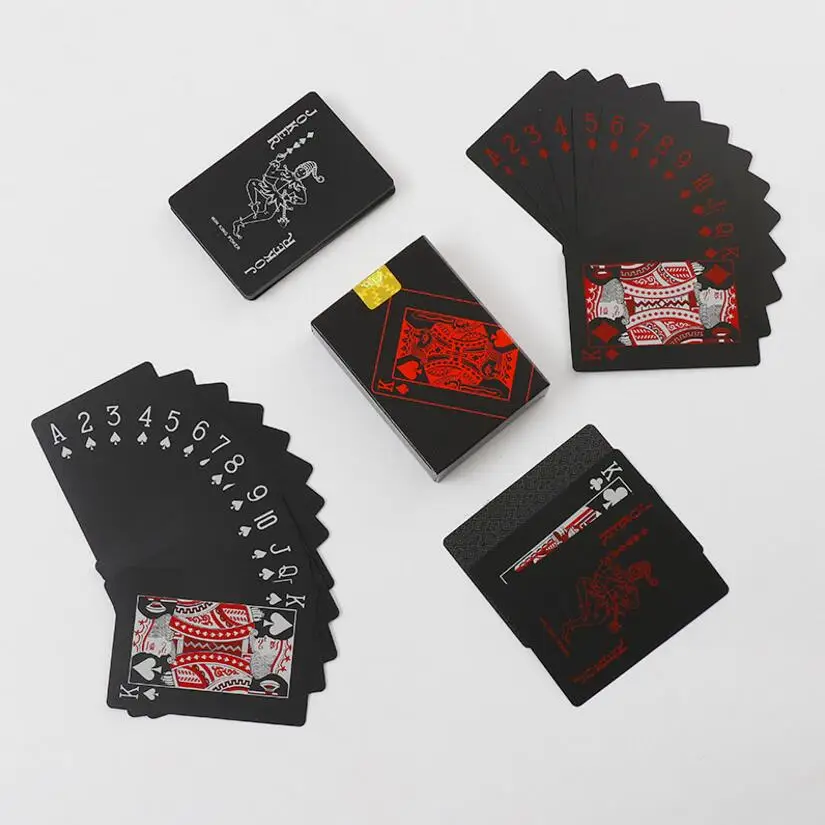 Red Silver 6.3x8.9 Качественные водонепроницаемые ПВХ пластиковые игральные карты тренд 54 шт. колода покер классические магические трюки инструмент чистый черный волшебный ящик-упакованный GYH - Цвет: Red Silver 6.3x8.9