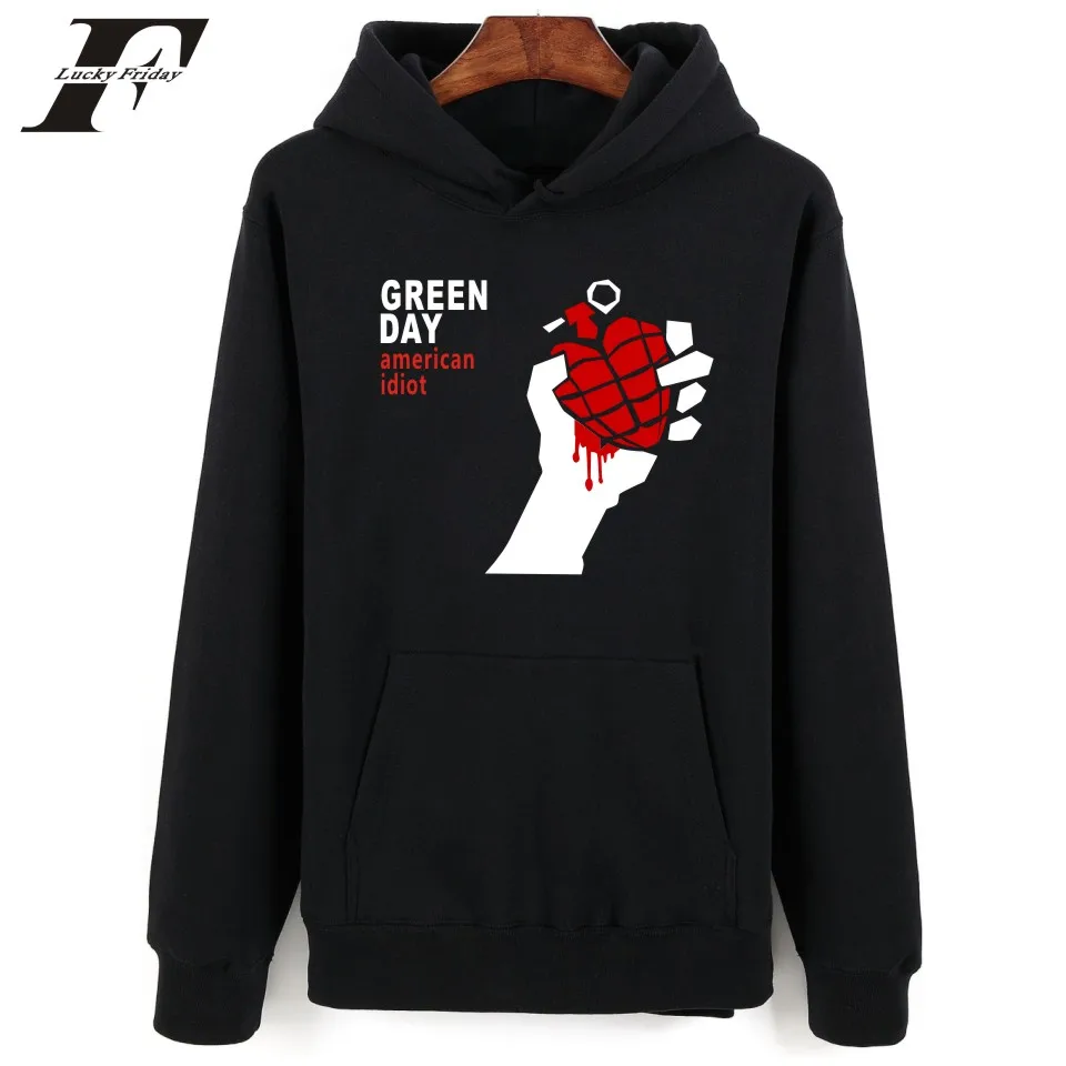 LUCKYFRIDAYF Green Day Hoodie Sweatshirt Music Band Plus Pullover XXS
