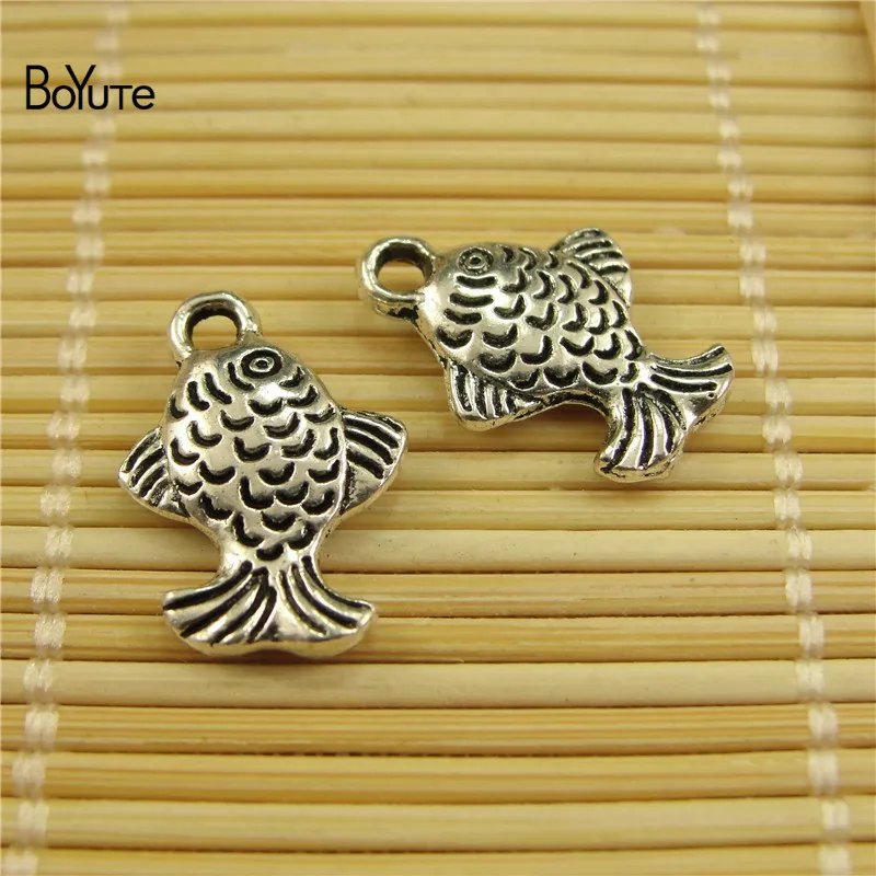 BoYuTe (100 PiecesLot) Metal Alloy Antique Silver Plated Mermaid Fish Charms Pendant Diy Hand Made Jewelry Accessories (7)