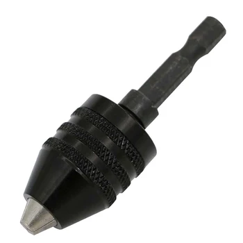 

1/4 Inch Hex Shank Keyless Drill Chuck Quick Change Adapter Converter 0.3-6.5MM (Black)