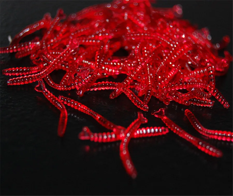 50Pcs 100pcs Fishy Smell Red Worm Fishing Lure 2cm Silicone Earthworm Artificial Lures Carp Fishing Lifelike Soft Bait (6)