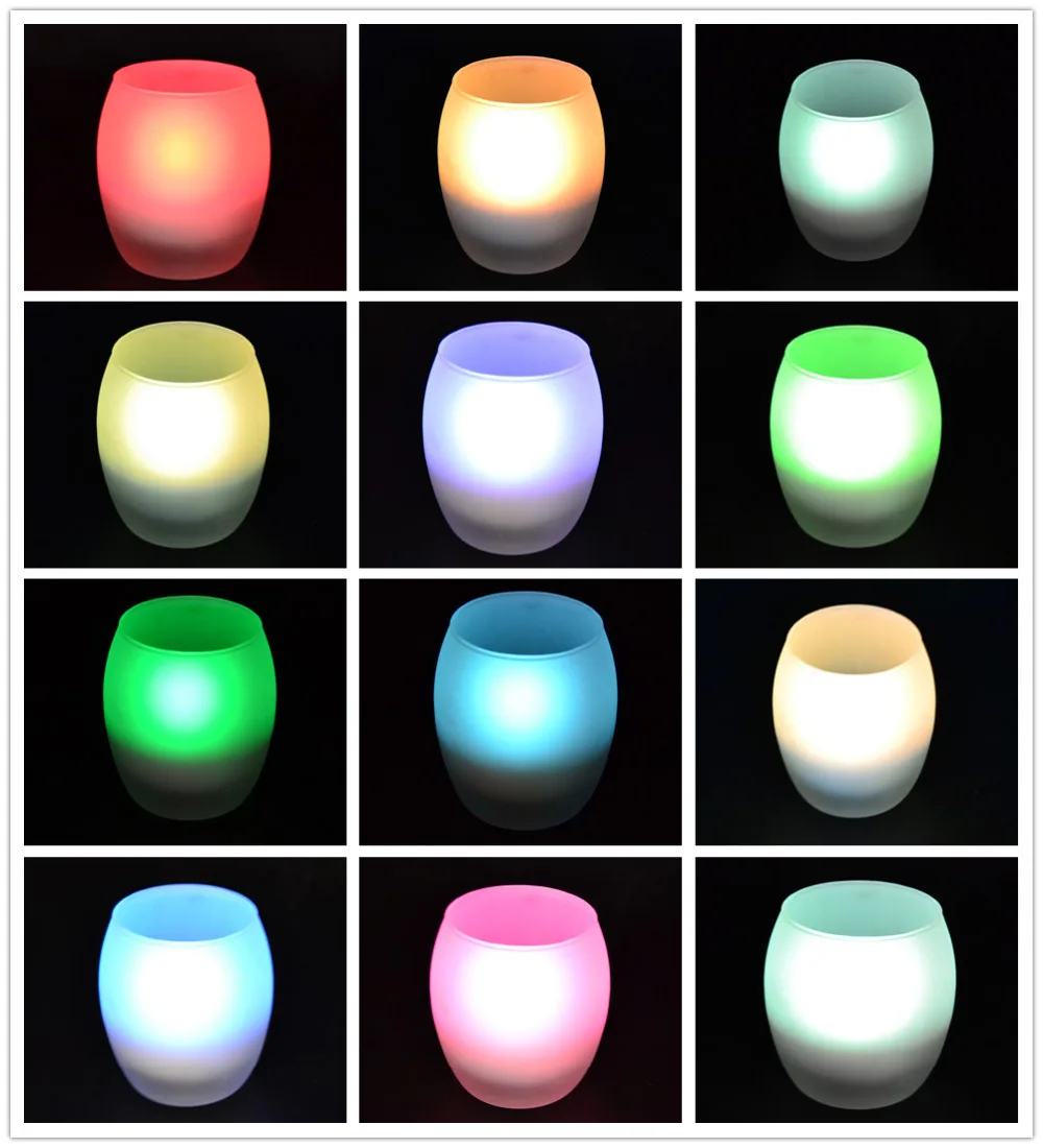 Remote Control LED Tealight Candle Frosted Glass Holder Color Changing Battery Operated for Christmas | Дом и сад