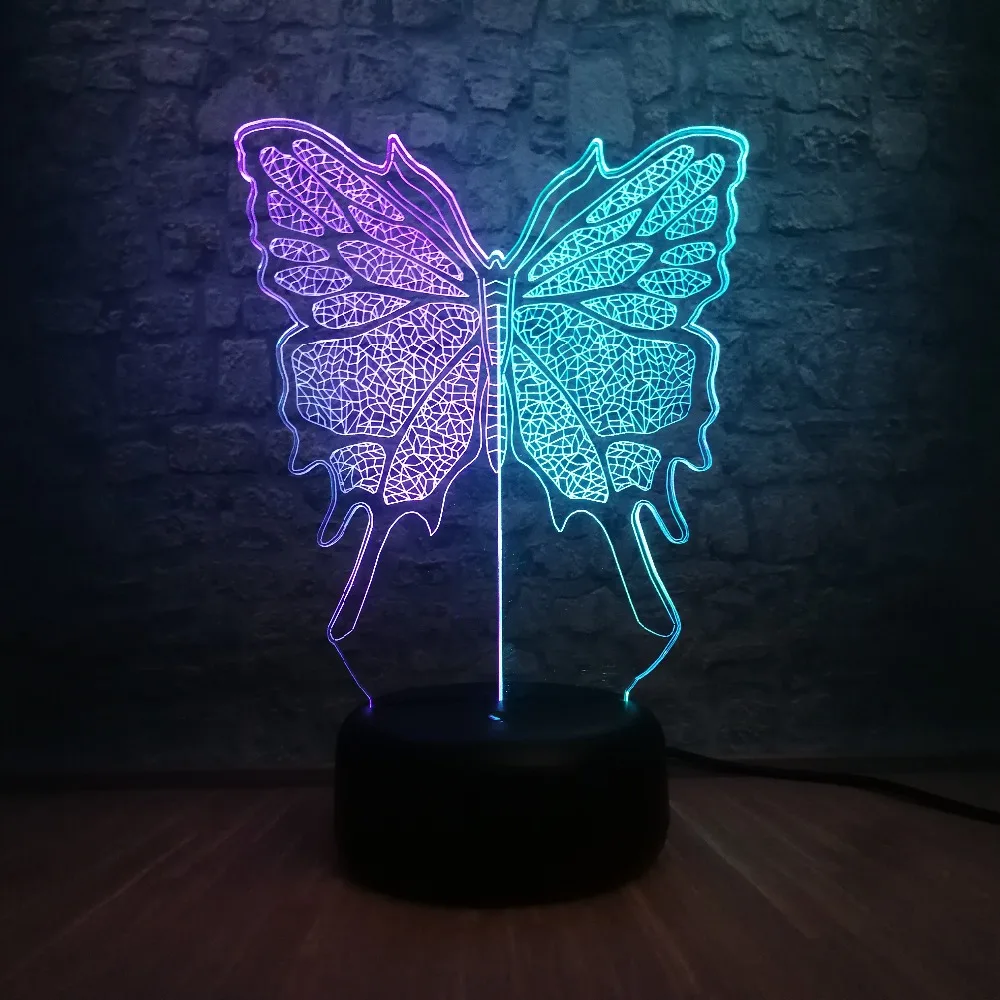 Новинка 3D лампа смешанный цвет Butteryfly USB ночник настроение насекомое детские игрушки светодиодное освещение RGB лампа детские игрушки сенсорный двойной цвет дома