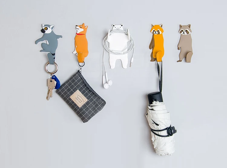 Креативный мультипликационный крюк для кошки, многоразовый настенный крючок для ванной, кухни, моющийся крепкий липкий крючок, сумка для ключей, милый крючок для хранения пальто