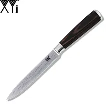 Xyj marca cuchillo de acero inoxidable cuchillo de 5 pulgadas de gama alta de doble cabeza de acero patrón de belleza cuchillo de cocina herramientas de cocina