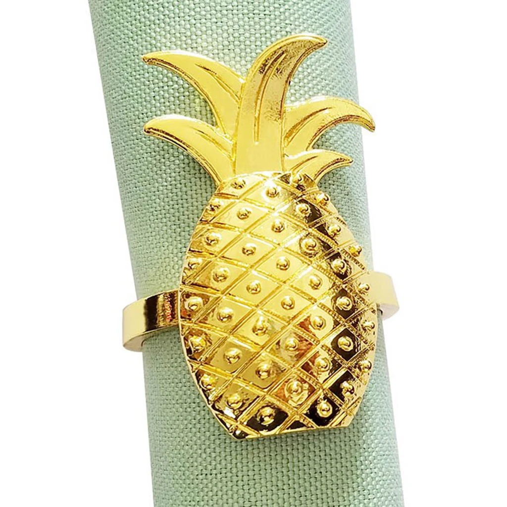 

1Pcs Gold Silver Rose Gold Aluminium Restaurant Table Napkin Rings Holder Pineapple Design For Wedding Banquet Table Decoration