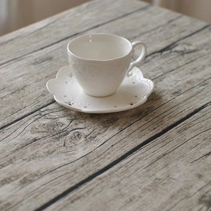 

Vintage Cotton Linen Wooden Grain Design Rectangle Tablecloth Picnic Mat Dustcloth Photography Background Dinner Decorations