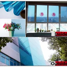 Синий Серебряный изоляции окна Плёнки Наклейки Солнечный Светоотражающие одну сторону зеркала для обоих внутри и снаружи 100 см x 300 см