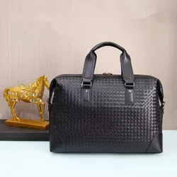 Kaisiludi leather woven men's bag handbag cowhide computer bag large-capacity briefcase men's and women's oblique span bag fashi Kaisiludi leather woven men's bag handbag cowhide computer bag large-capacity briefcase men's and women's oblique span bag fashi